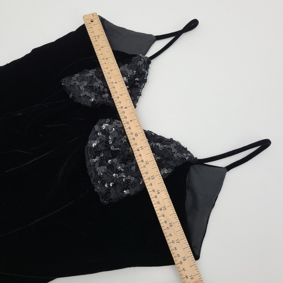 Vintage Holt Renfrew Velvet Tank Big Sequins Front Bow - Picture 6 of 9